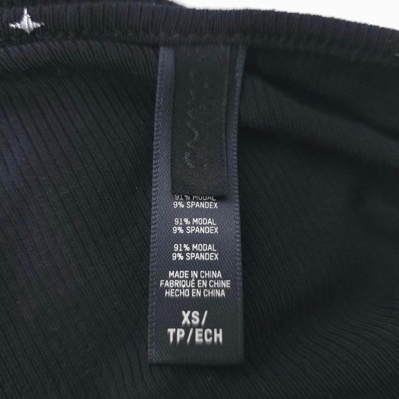 Black Star Print Keyhole Tie Front Long Sleeve Ribbed Knit Top Celestial - Picture 5 of 6